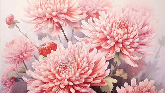 中国风优雅漂亮的卡通菊花背景图片