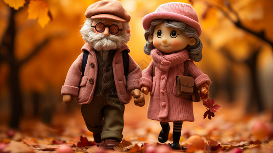 散步的老年夫妻图片