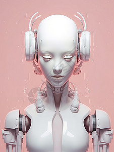 智赋未来白色机器人风格未来智能插画