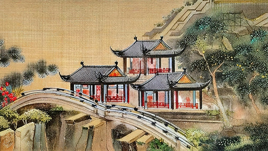 中国风大宅院古代中式建筑背景图片
