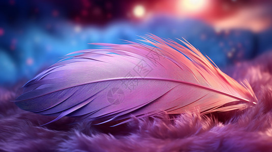 紫色布粉色的羽毛落在粉色毛茸茸的布上插画