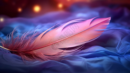 漂浮的羽毛一根梦幻粉色漂亮的羽毛插画