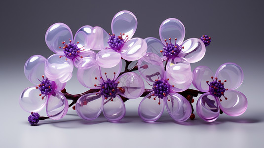 超现实透明花瓣紫色花朵图片