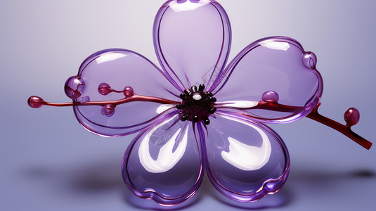 一朵立体漂亮色透明花瓣淡紫色卡通花朵高清图片