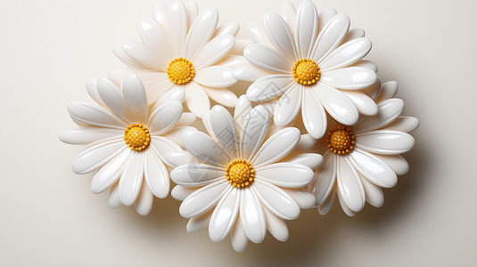 一簇白色花朵超现实立体精致的一簇卡通小雏菊设计图片