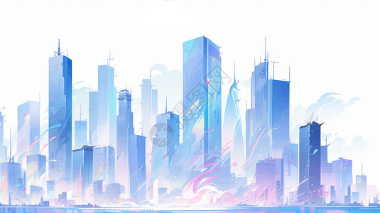 扁平风时尚简约的卡通城市背景图片