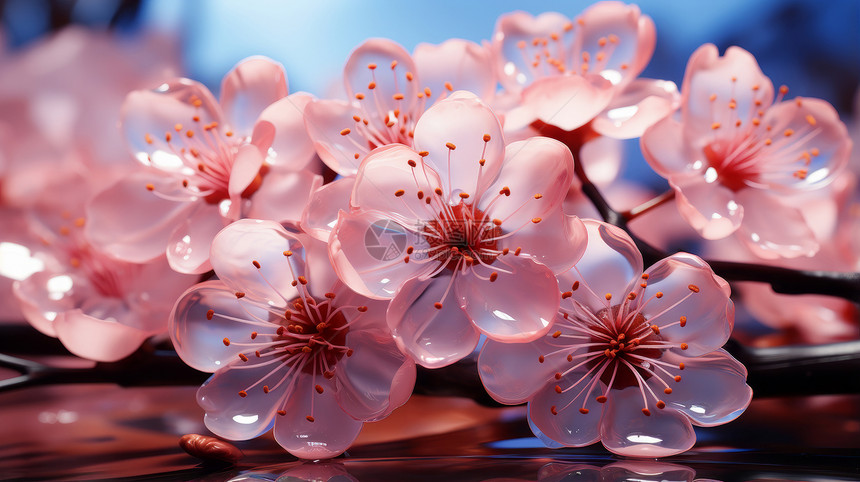 盛开的粉色超现实花朵图片