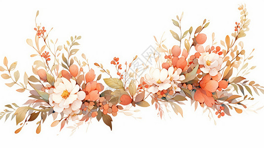 一簇白色花朵一簇漂亮的小清新卡通花朵与植物插画