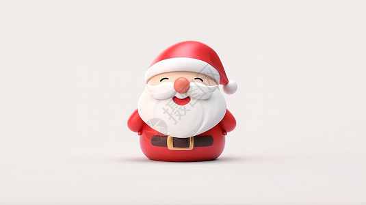 3D圣诞老人小巧精致开心笑的立体卡通圣诞老人插画