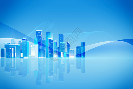 蓝色创意城市科技背景高清图片