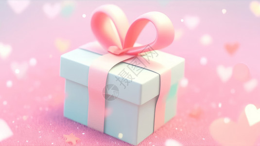 在粉色背景上可爱的卡通礼物盒图片
