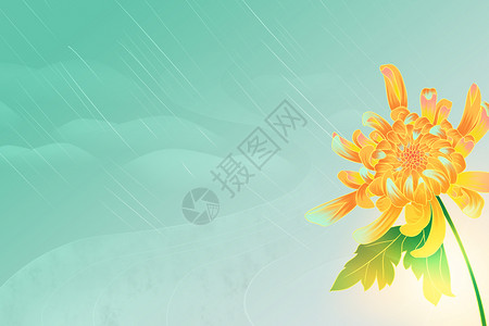 一朵黄色菊花菊花渐变背景设计图片