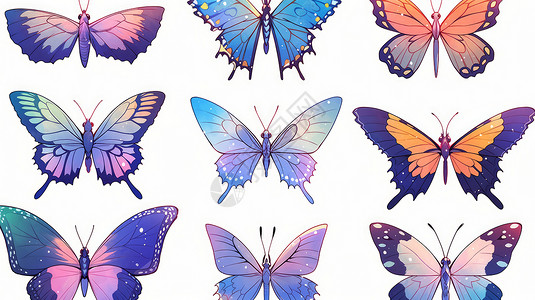 展开翅膀漂亮的卡通蝴蝶背景图片