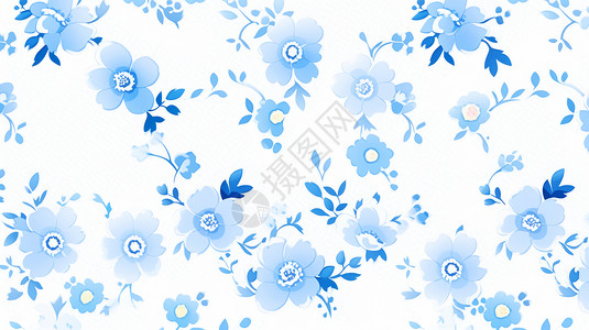 蓝色卡通花朵小清新图案图片