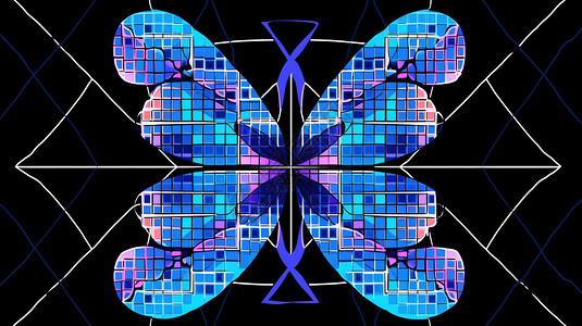 黑色抽象翅膀蓝色抽象蝴蝶翅膀卡通图案插画