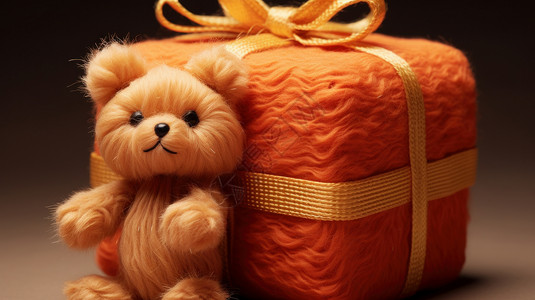 毛绒熊礼物在毛绒礼物旁的毛绒玩具熊插画