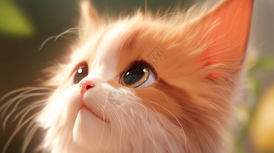 大脸猫大眼睛可爱的卡通小猫向上看插画