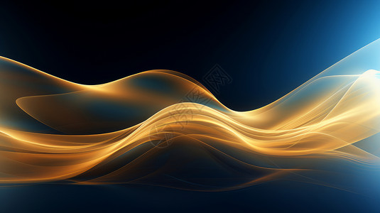 蓝色科技纹理科技感金色波浪纹理背景插画