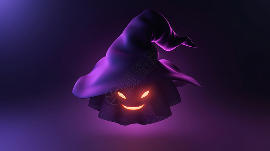 紫色面具魔幻的卡通女巫帽子插画