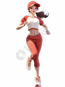 穿运动装跑步的时尚卡通女孩背景图片