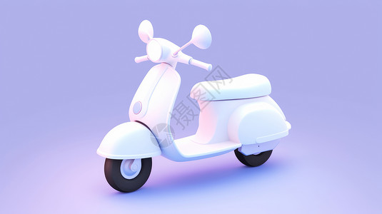 白色立体可爱的卡通摩托车背景图片
