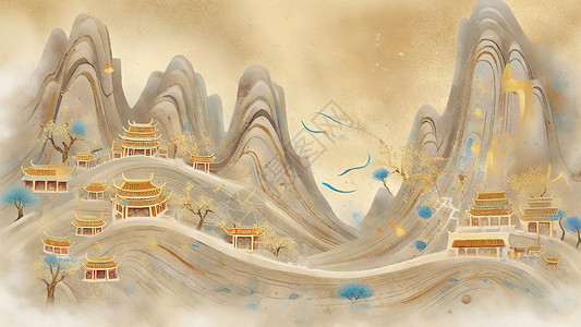 敦煌沙漠鎏金壁画背景图片