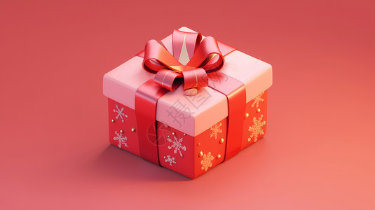 圣诞节礼物盒和圣诞装饰有雪花装饰漂亮的卡通礼物盒插画
