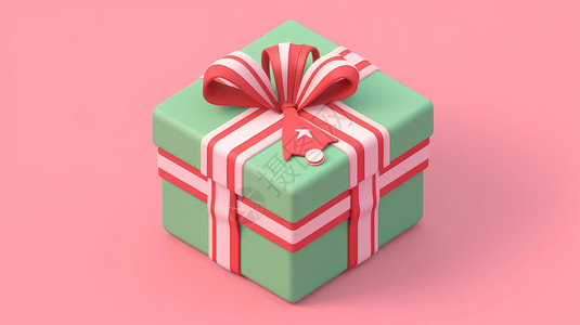 圣诞礼品盒圣诞节绿色可爱的卡通礼物盒插画