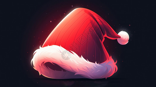 深色背景上红色喜庆的卡通圣诞帽背景图片