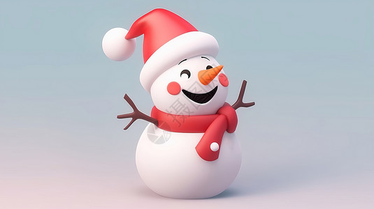 圣诞节微笑可爱的立体卡通小雪人背景图片