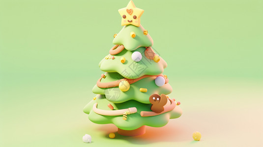 可爱的黏土风卡通圣诞树图片