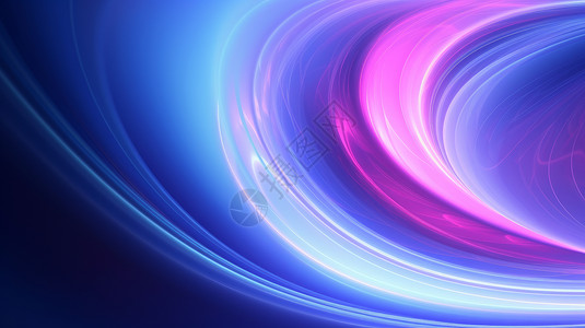 科技波浪线条蓝紫色抽象渐变线条背景插画