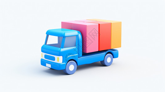 立体块儿童玩具货车拉着彩色插画