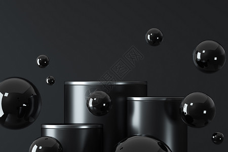 黑色几何球体黑色大气质感展台设计图片