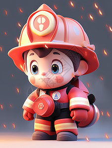 立体可爱的卡通消防员背景图片