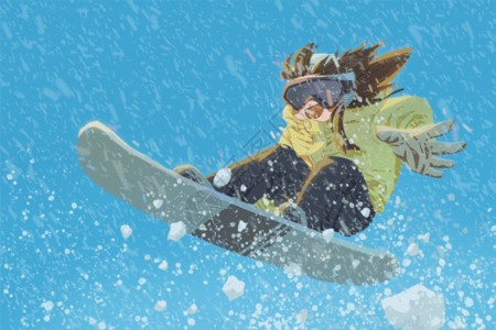 景区旅游冬季滑雪在小雪大雪大雪节气旅游gif动图高清图片