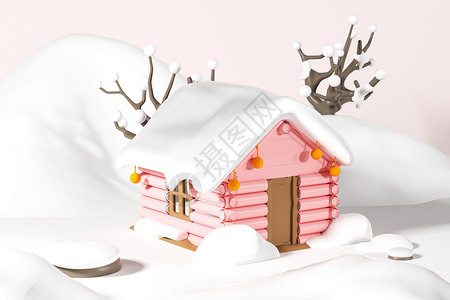 冬季暖色小房子图片