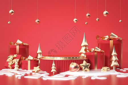 圣诞节红金场景背景图片