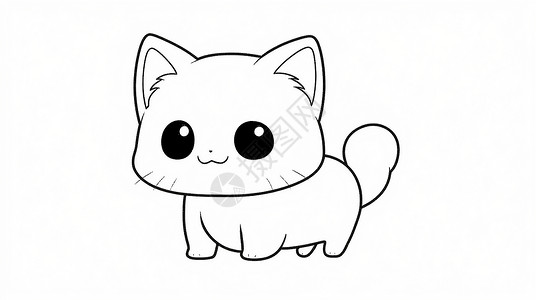 萌萌的可爱卡通小白猫背景图片