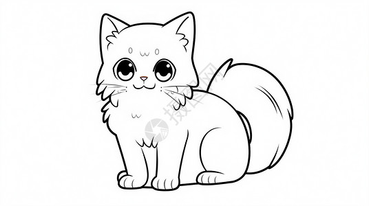 大眼睛简约可爱的卡通小白猫插画图片