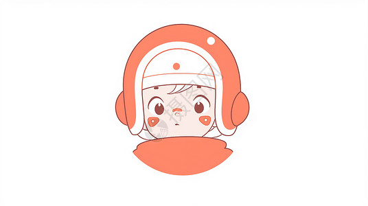 戴着橙色头盔的可爱卡通女孩头像图片