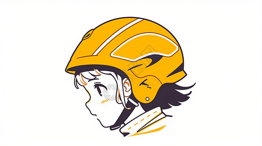 戴着黄色头盔可爱的卡通女孩头像图片