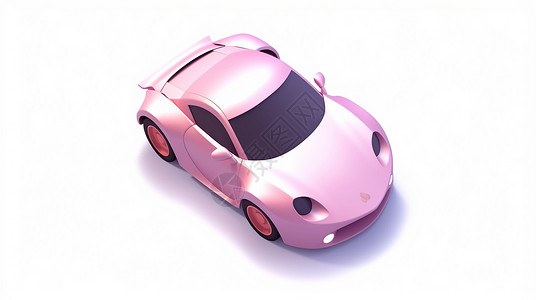 粉色小汽车粉色立体卡通小汽车插画