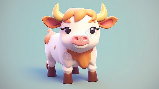 立体可爱的卡通小奶牛背景图片