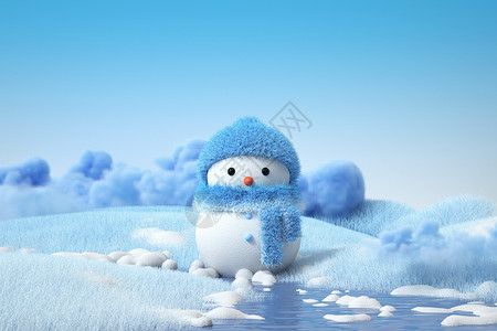 毛绒冬季雪人场景背景图片