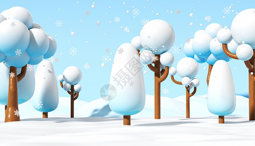C4D创意卡通冬天场景图片