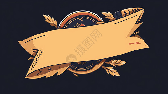金黄色彩带简约卡通麦子logo背景图片