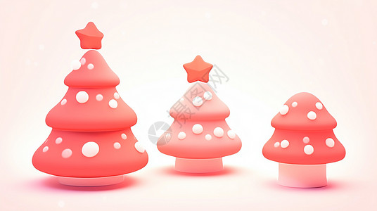 红色喜庆的立体卡通圣诞树背景图片