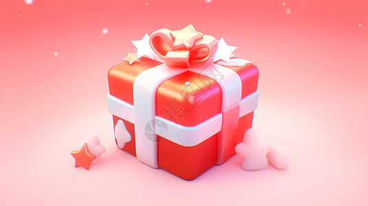 红色喜庆的立体可爱卡通礼物盒图片