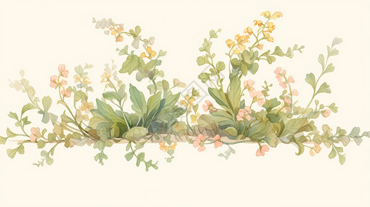 一簇开小花的可爱卡通植物图片
